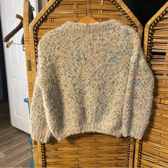 Raga Cozy Multicolor Knit Sweater whimsical comfort small cream fuzzy soft - Picture 7 of 10